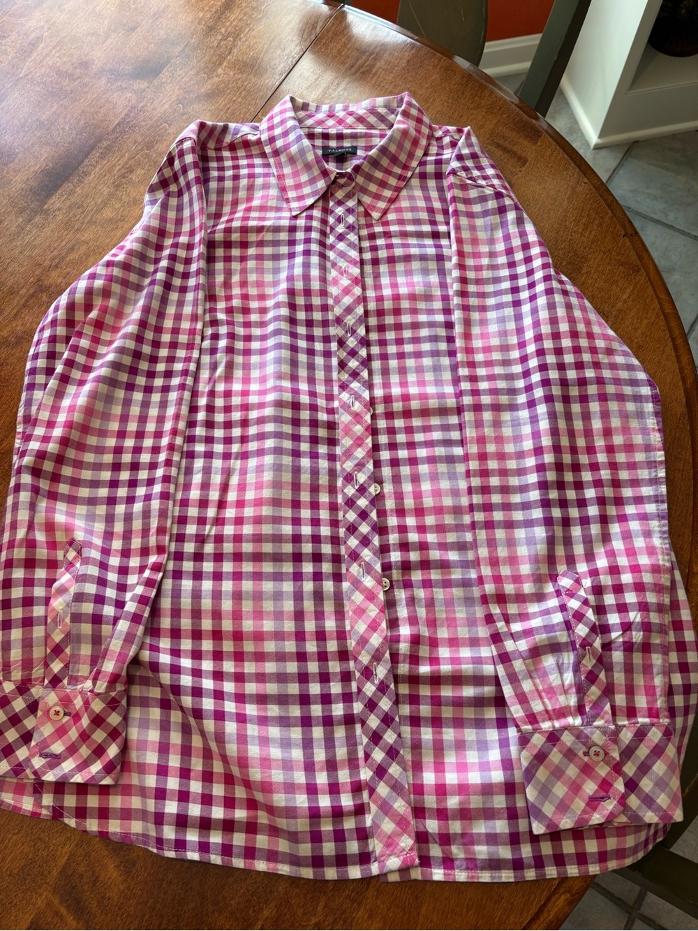 Talbots Pink and White Gingham Button-Down Shirt